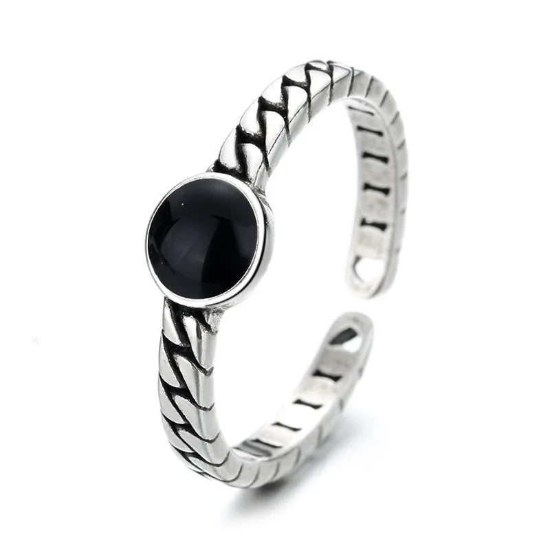 925 Sterling Silver Geometric Multilayer Round Bead Ring Female Fashion Punk Temperament Prevent Allergy Charm Jewelry