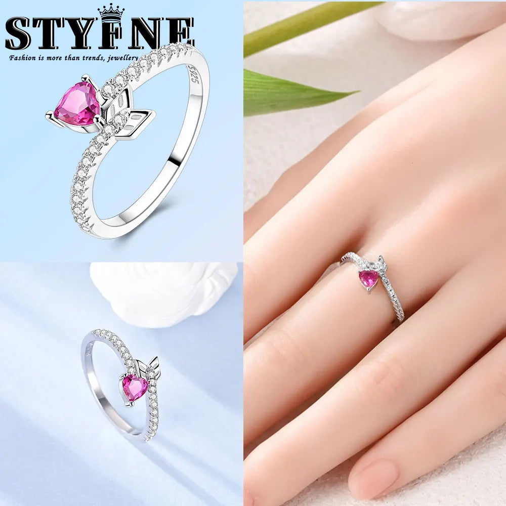 Ring 925 Sterling Silver Heart, Red, Pink, White, Blue Ring for Women Holiday Jewelry Gift