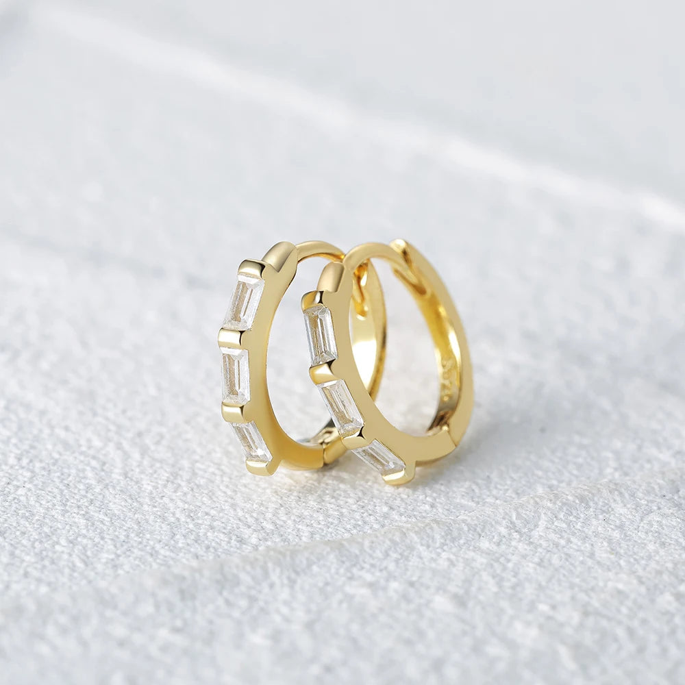 925 Sterling Silver Glossy Hoop Earrings Gold Color Tiny Cartilage Piercing Small Huggie Earring Fine Jewelry Accessories