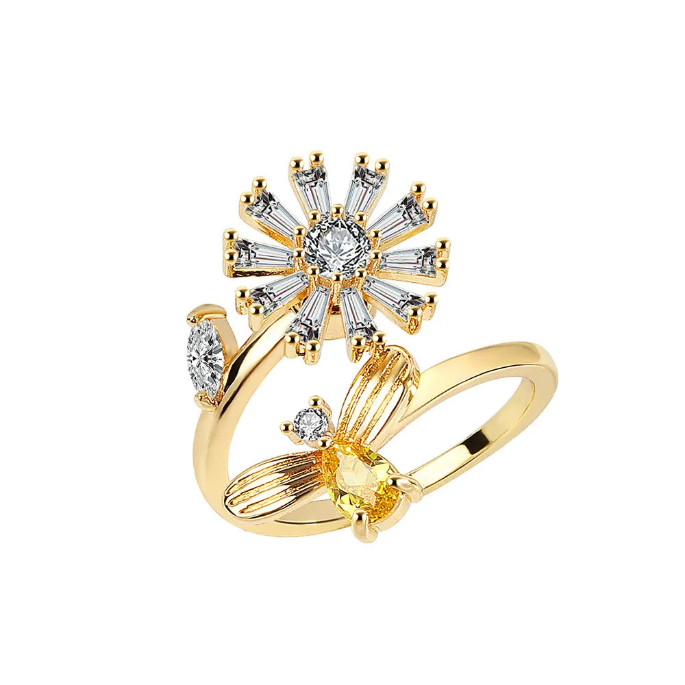 ELYSIUM sunflower fidget ring – rotating relief for daily stress.