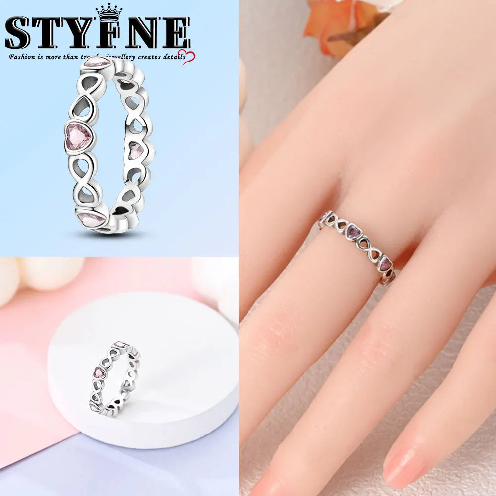 Ring 925 Sterling Silver Heart, Red, Pink, White, Blue Ring for Women Holiday Jewelry Gift