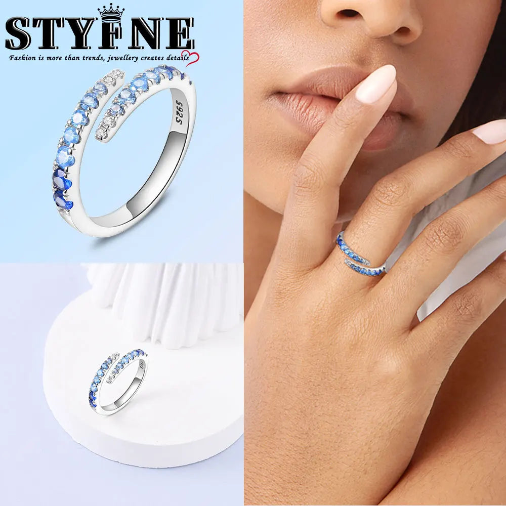 Ring 925 Sterling Silver Heart, Red, Pink, White, Blue Ring for Women Holiday Jewelry Gift