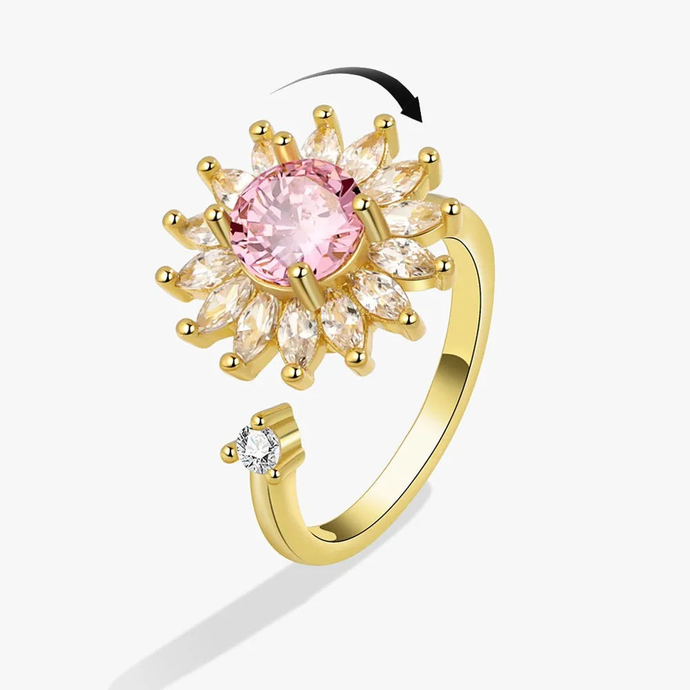 ELYSIUM sunflower fidget ring – rotating relief for daily stress.