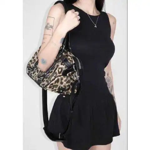 Trendy Fitn Yoga Bag 2024 Large Capaci Commuter Crossbody Handbag Women's Bag Soft Handle Leopard Print Boston Bag