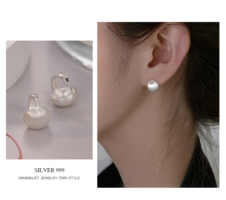 925 Sterling Silver hoop Korean geometric Round Earrings Simple Temperament Exquisite Hot Semale Sexy Jewelry Gift