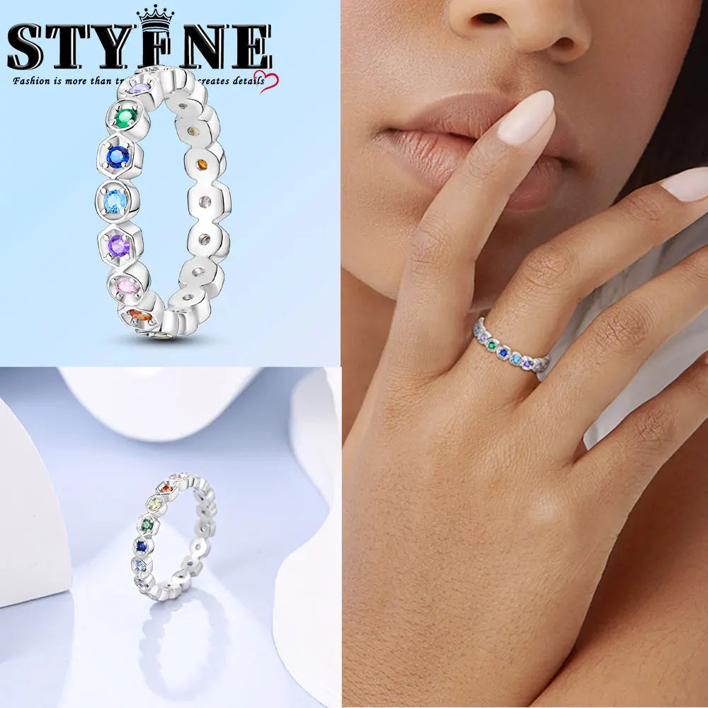 Ring 925 Sterling Silver Heart, Red, Pink, White, Blue Ring for Women Holiday Jewelry Gift