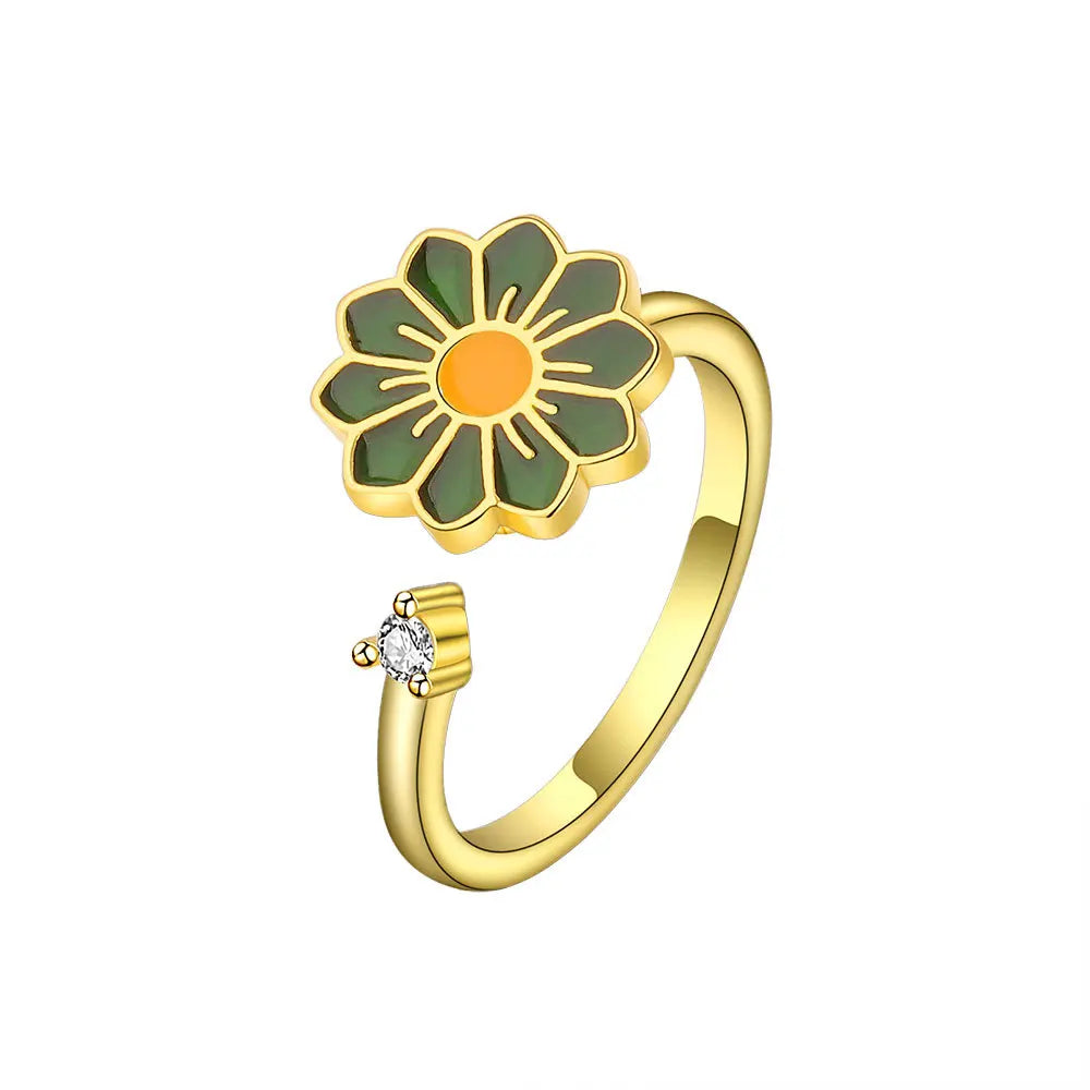 ELYSIUM sunflower fidget ring – rotating relief for daily stress.