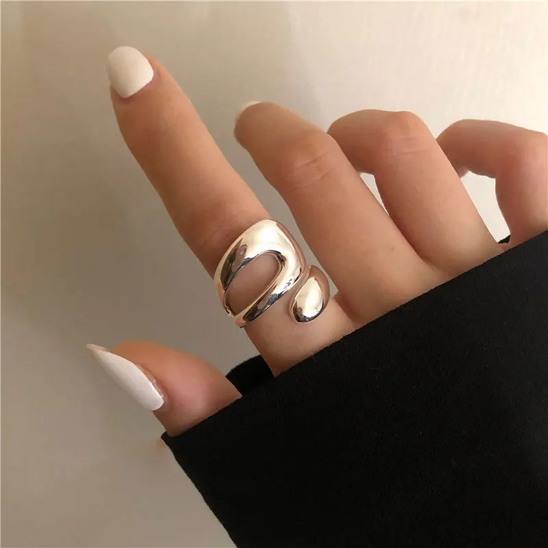 925 Sterling Silver Geometric Multilayer Round Bead Ring Female Fashion Punk Temperament Prevent Allergy Charm Jewelry