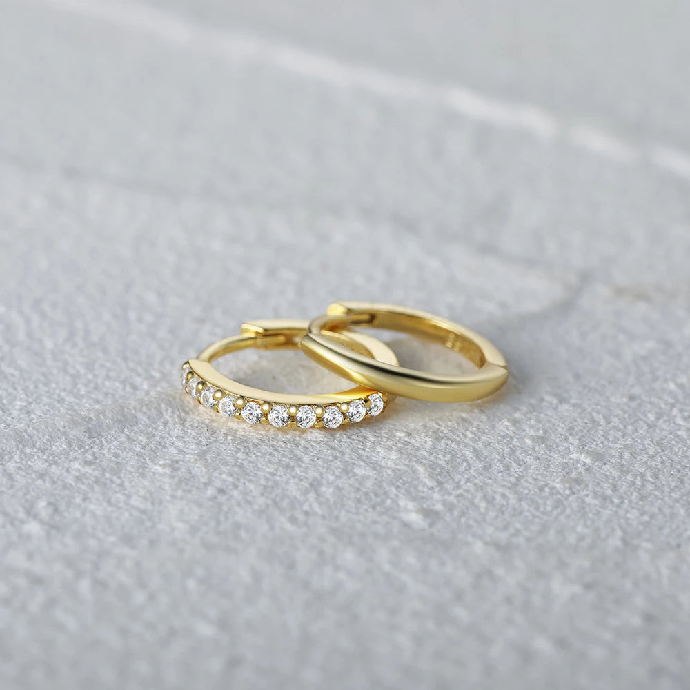 925 Sterling Silver Glossy Hoop Earrings Gold Color Tiny Cartilage Piercing Small Huggie Earring Fine Jewelry Accessories