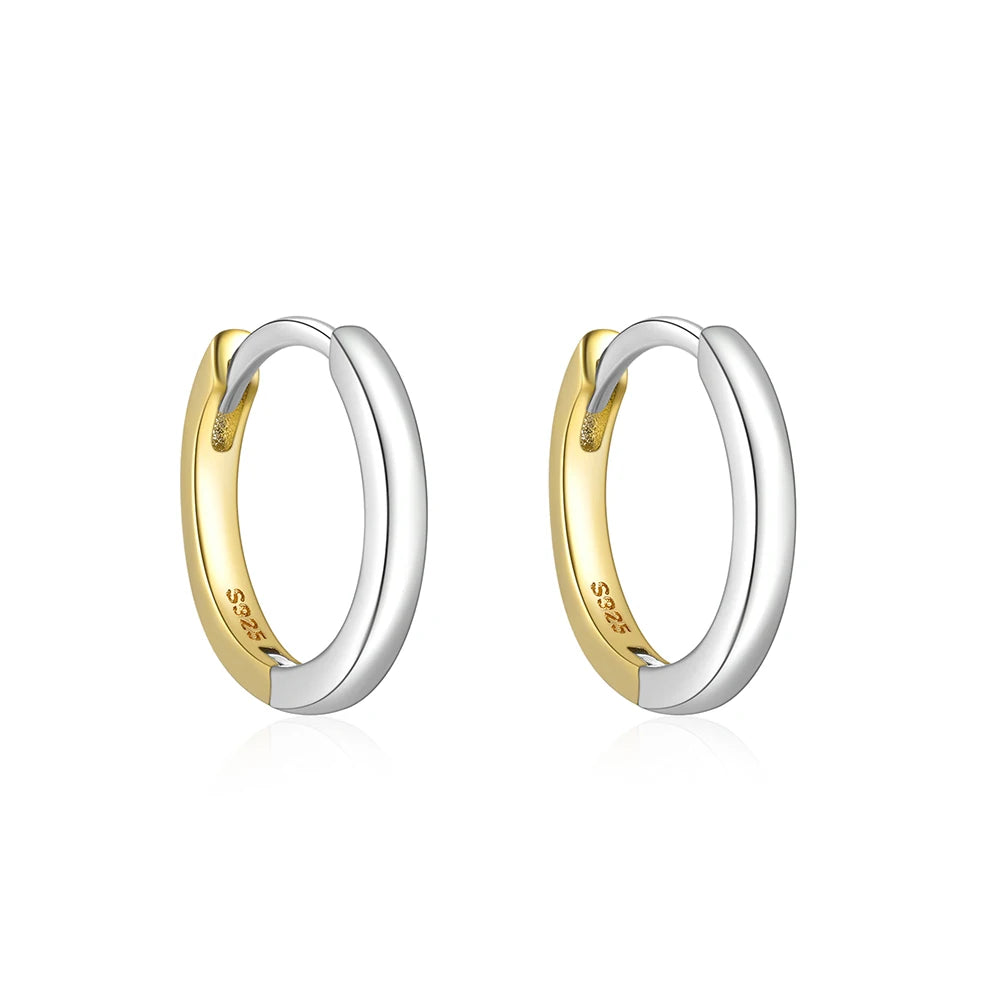 925 Sterling Silver Glossy Hoop Earrings Gold Color Tiny Cartilage Piercing Small Huggie Earring Fine Jewelry Accessories