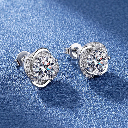 New 925 Sterling Silver Shining Zircon Earrings Women's Circle Round Earrings Fashionable and Elegant Jewelry Birthday Gift