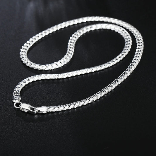 925 Sterling Silver 6mm Side Chain 16/18/20/22/24 Inch Necklace For Woman Men Fashion Wedding Engagement Jewelry Gift