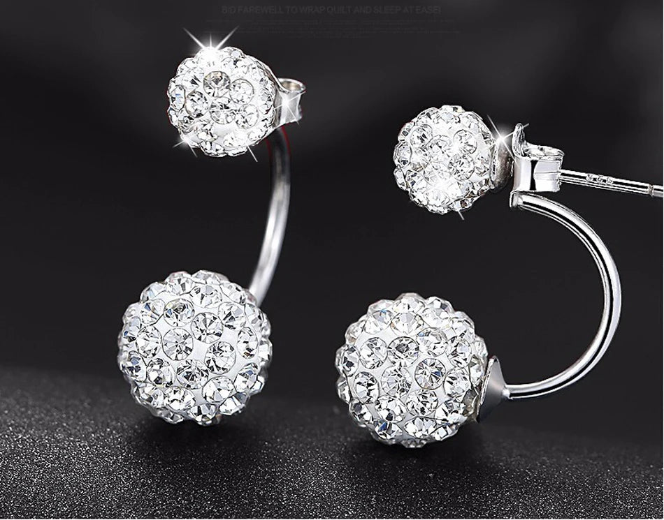 Promotion 925 Sterling Silver Fashion U Bend Shiny Shambhala Ball Ladies Stud Earrings Jewelry Free Wholesale Gifts
