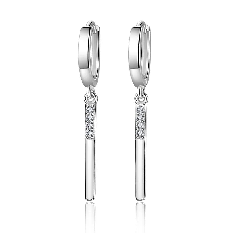 925 Sterling Silver Round Crystal Hoop Earrings For Women Elegant Wedding Party Jewelry Pendientes