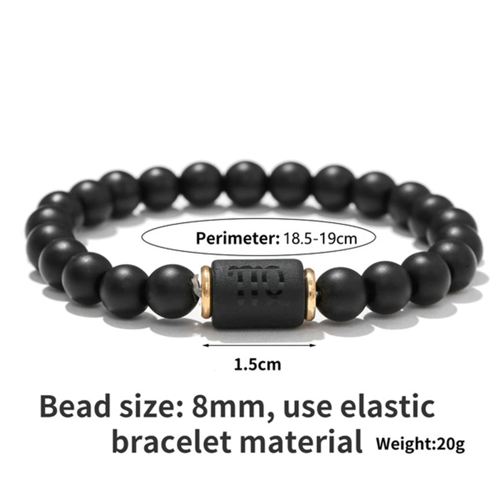 Natural Stone Beads Zodiac Signs Bracelet Friends Couples 12 Constellation Stretch Beaded Bracelet For Men Women Jewelry Gift