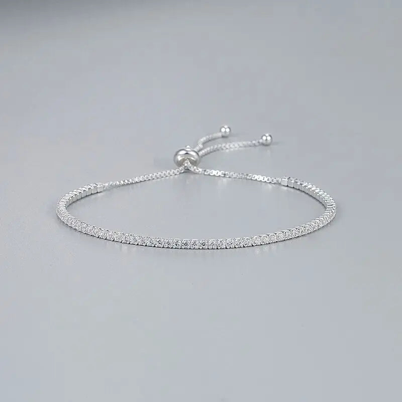 925 Sterling Silver Bracelet Love Elegant Zircon Tennis Crystal Chain for Women Fashion Noble Engagement Wedding Glam