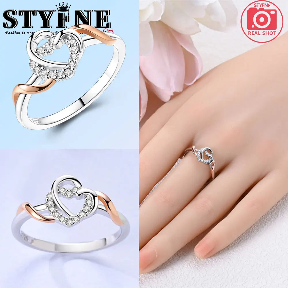 Ring 925 Sterling Silver Heart, Red, Pink, White, Blue Ring for Women Holiday Jewelry Gift