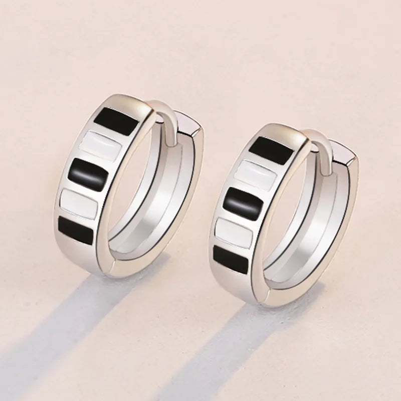 925 Sterling Silver Earrings For Women Original Charm Double Hoop Earrings Pave CZ Fine Engagement Anniversary Jewelry Gift