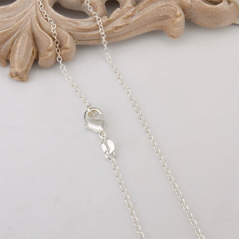 wholesale 925 Sterling Silver Chain necklace,Fashion Men/Women DIY Jewelry Rolo Chain 1mm Necklace 16 18 20 22 24"