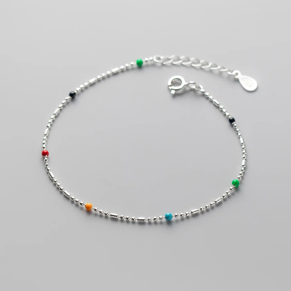 925 Sterling Silver Rainbow Beaded Bracelet Cute Little Bear Cloud Bracelet Women's Vintage Fashion Handwear Temperament Jewelry