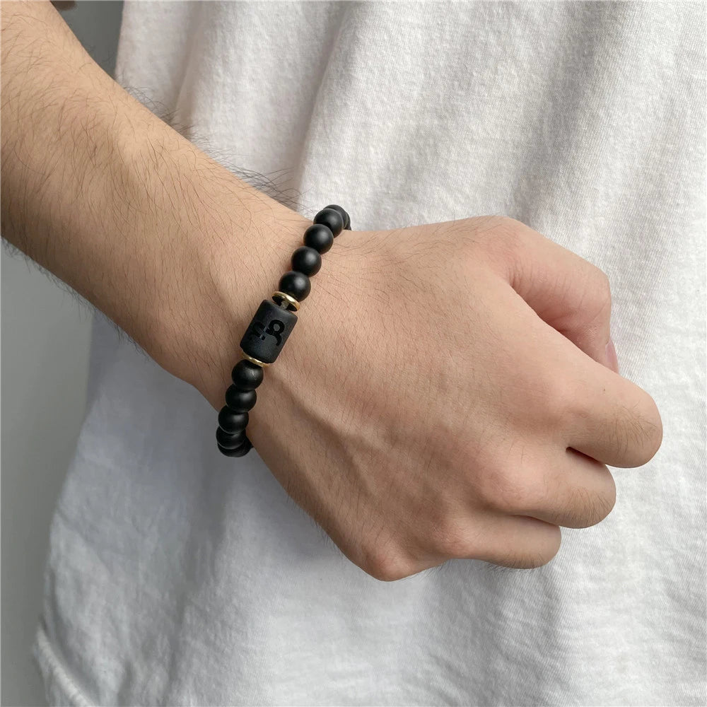 Natural Stone Beads Zodiac Signs Bracelet Friends Couples 12 Constellation Stretch Beaded Bracelet For Men Women Jewelry Gift