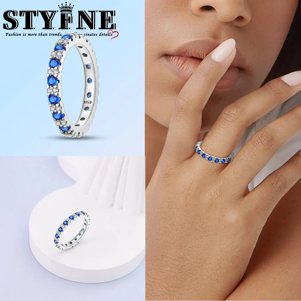 Ring 925 Sterling Silver Heart, Red, Pink, White, Blue Ring for Women Holiday Jewelry Gift