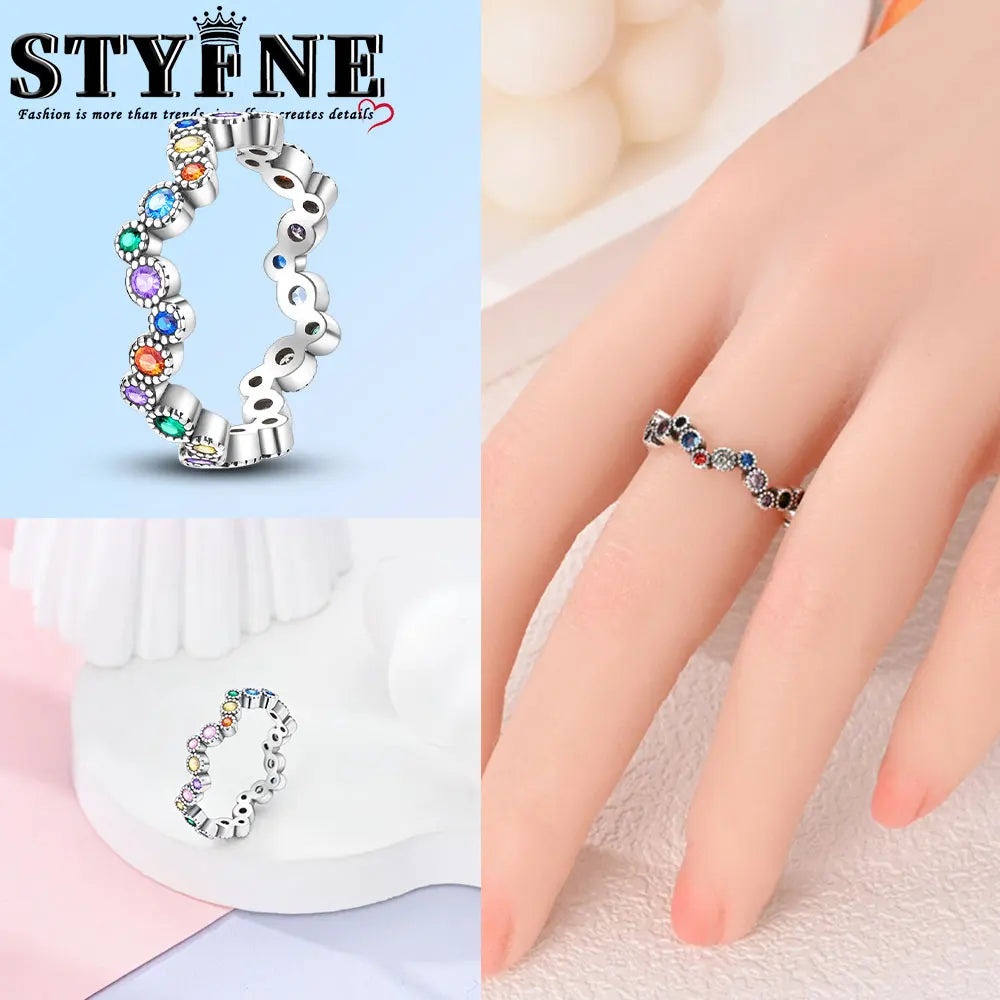 Ring 925 Sterling Silver Heart, Red, Pink, White, Blue Ring for Women Holiday Jewelry Gift
