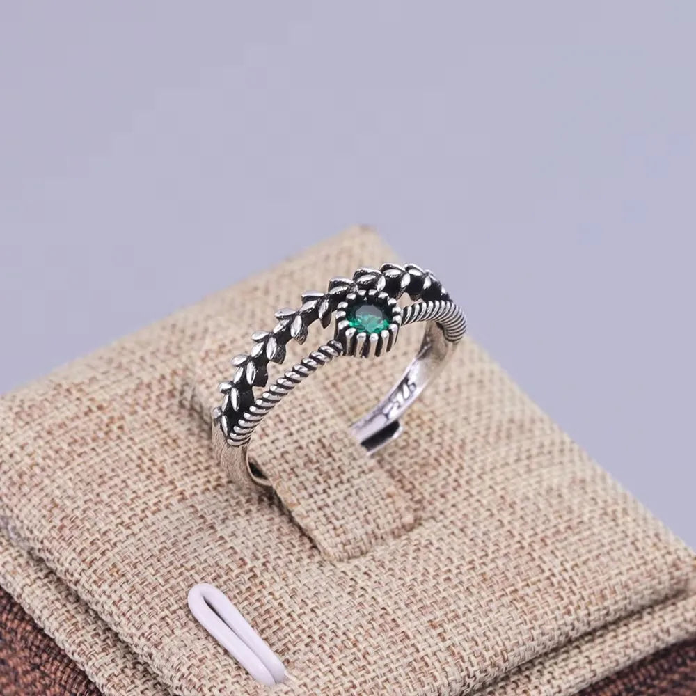 925 Sterling Silver Flower Lace Ring Korean Fashion Opening Inlaid CZ Adjustable Rings Valentine's Day Gift