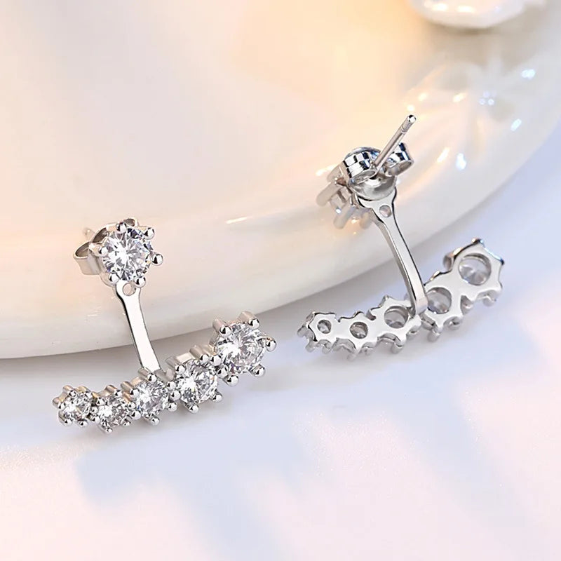 925 Sterling Silver New Woman Fashion Jewelry High Quality Blue Pink White Purple Crystal Zircon Hot Selling Earrings H009