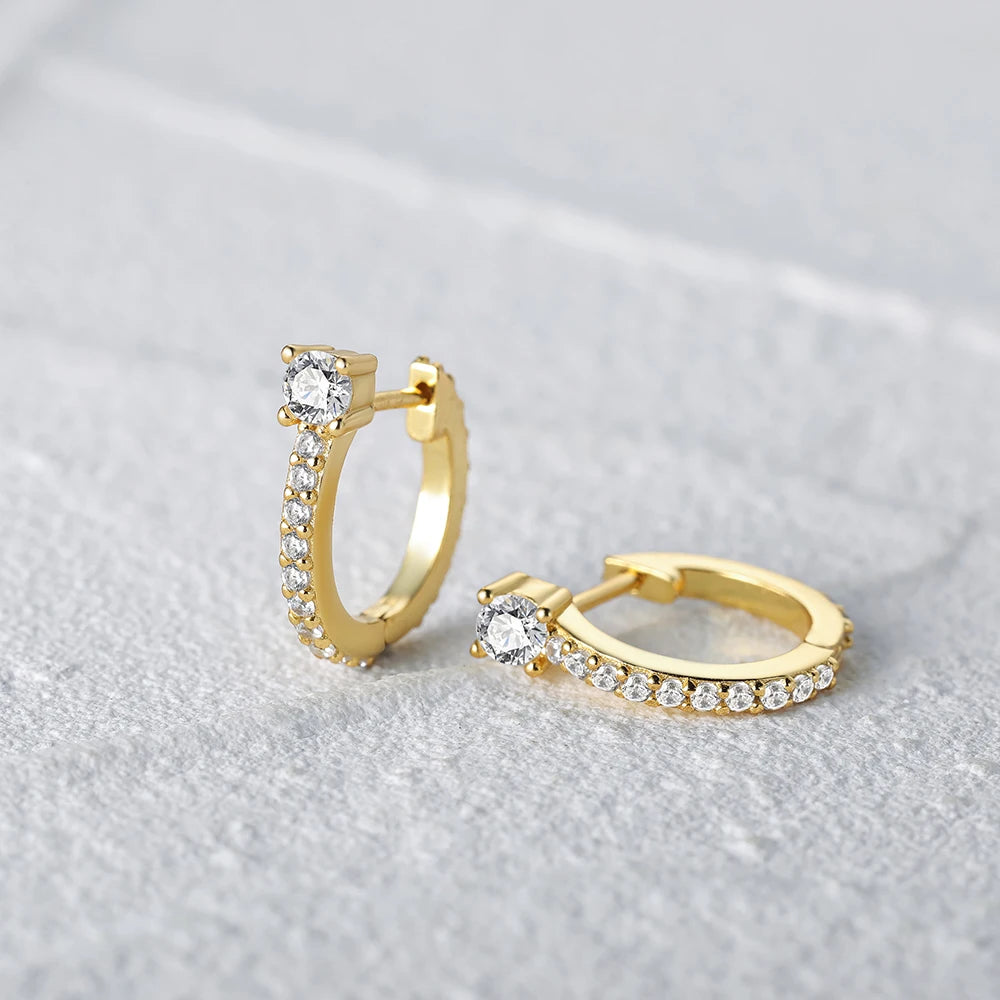 925 Sterling Silver Glossy Hoop Earrings Gold Color Tiny Cartilage Piercing Small Huggie Earring Fine Jewelry Accessories