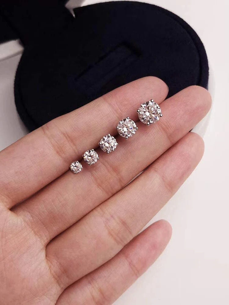 CZ Stud Earrings 925 Sterling Silver Platinum Plated Round Cubic Zirconia Hypoallergenic Earrings 4mm 5mm 6mm 7mm BSE166
