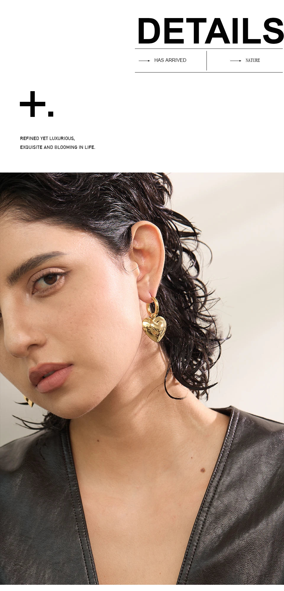 Elysium Exquisite Hollow Smooth Stereoscopic Heart Love Drop Dangle Daily Hoop Earrings Waterproof Stainless Steel Jewelry Women