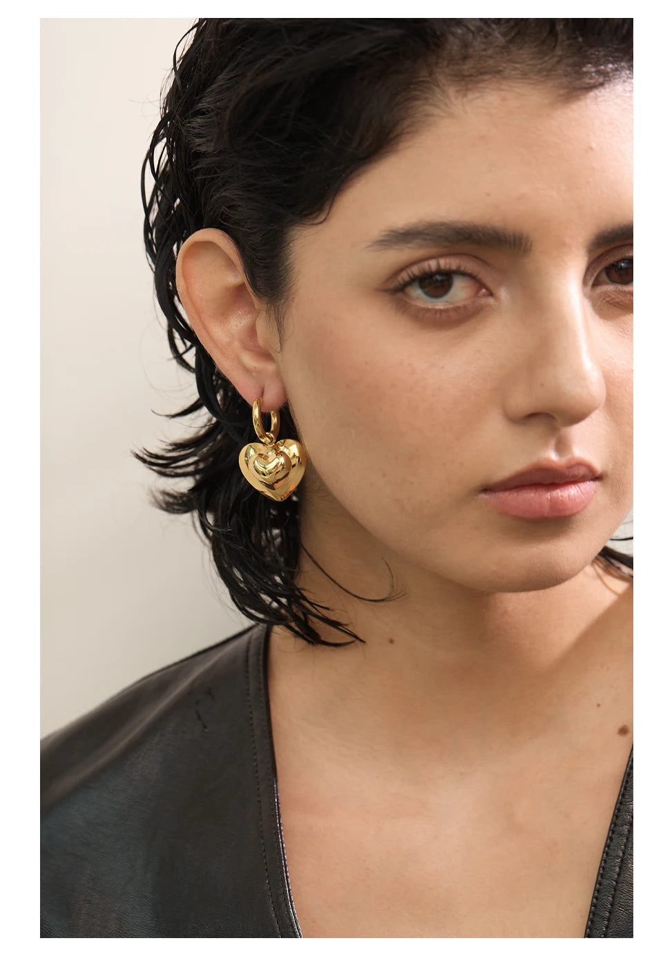 Elysium Exquisite Hollow Smooth Stereoscopic Heart Love Drop Dangle Daily Hoop Earrings Waterproof Stainless Steel Jewelry Women