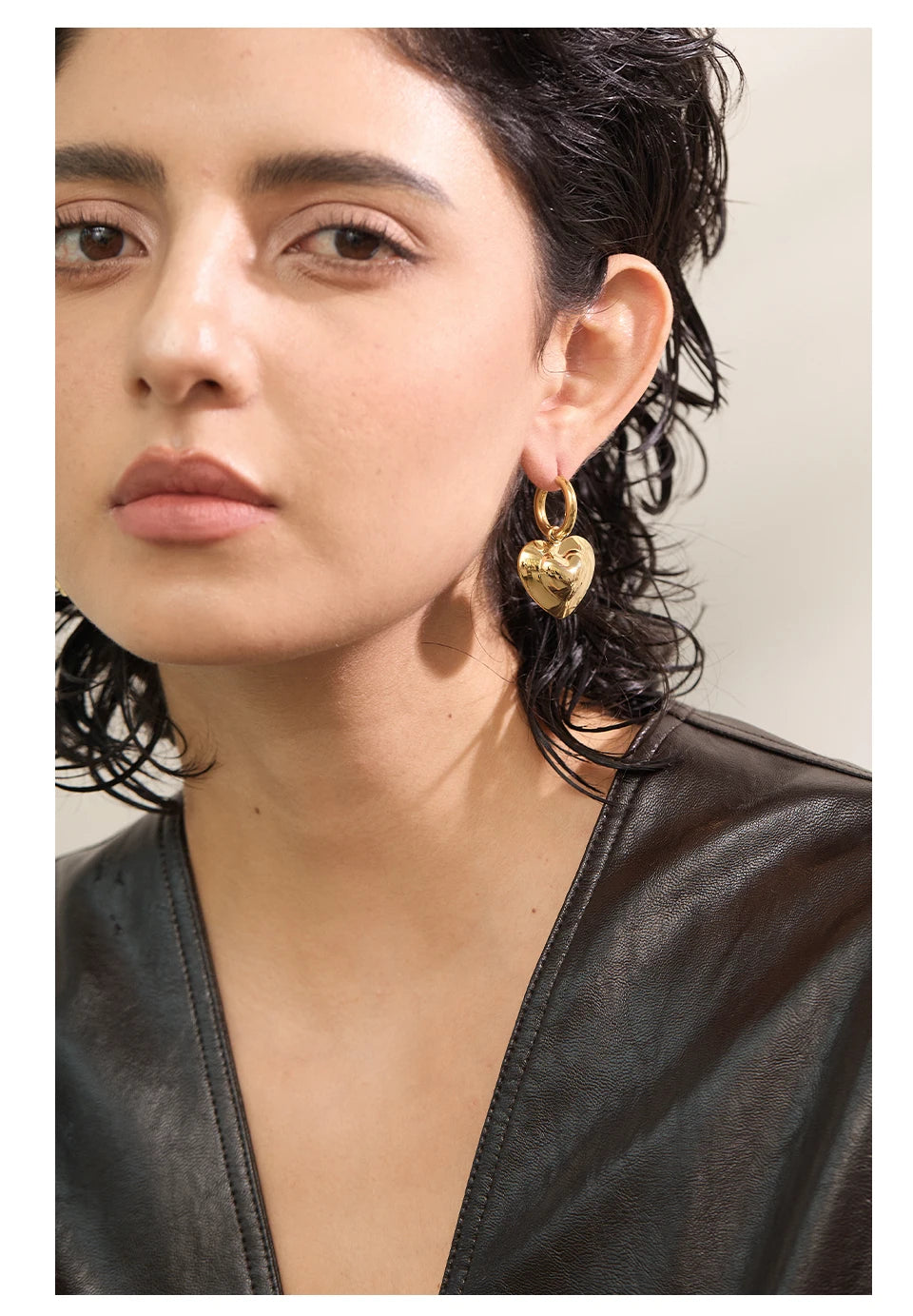 Elysium Exquisite Hollow Smooth Stereoscopic Heart Love Drop Dangle Daily Hoop Earrings Waterproof Stainless Steel Jewelry Women