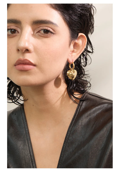 Elysium Exquisite Hollow Smooth Stereoscopic Heart Love Drop Dangle Daily Hoop Earrings Waterproof Stainless Steel Jewelry Women