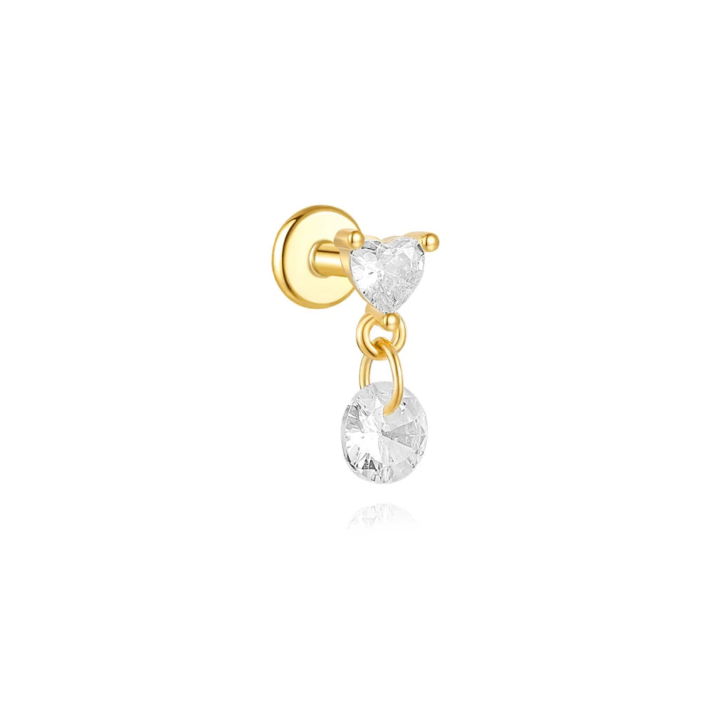 Heart Round Ball Flat Helix Piercing Earring 925 Sterling Silver Ear Studs Geometric Zircon Exquisite Trinket Studs Aretes