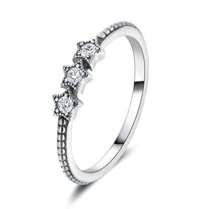 Modian Silver Gold Rose Shining Rings for Women Fashion 100% 925 Sterling Silver Stackable Finger Ring Wedding Statement Jewelry