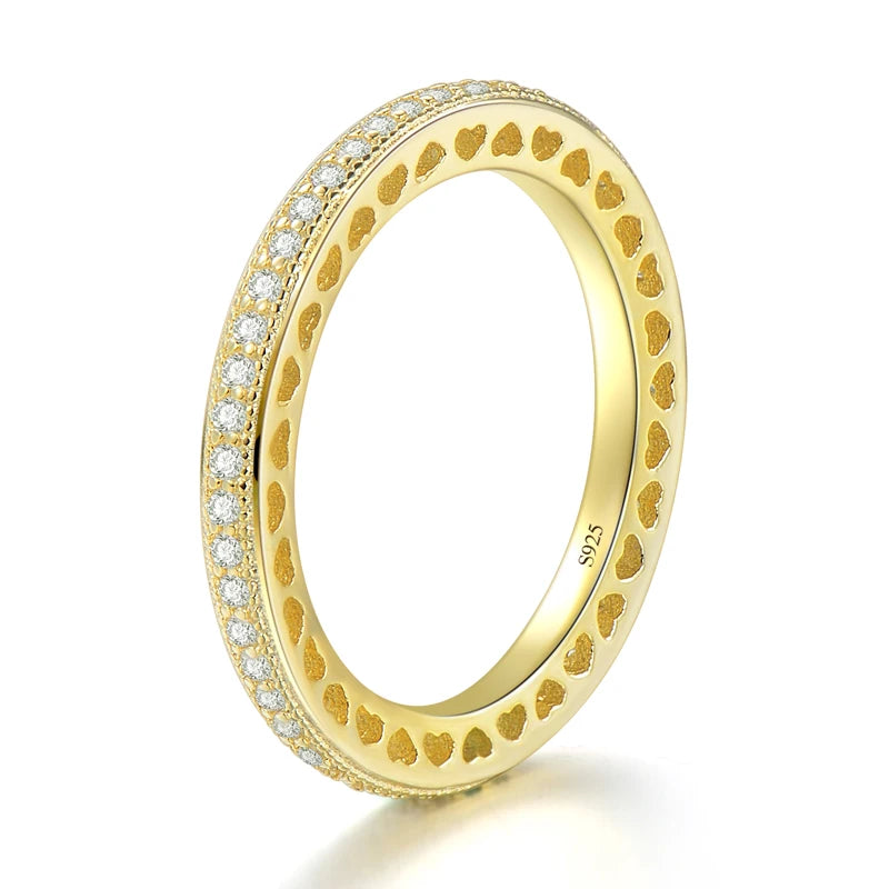 Modian Silver Gold Rose Shining Rings for Women Fashion 100% 925 Sterling Silver Stackable Finger Ring Wedding Statement Jewelry