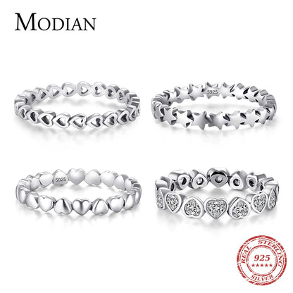 Modian Silver Gold Rose Shining Rings for Women Fashion 100% 925 Sterling Silver Stackable Finger Ring Wedding Statement Jewelry