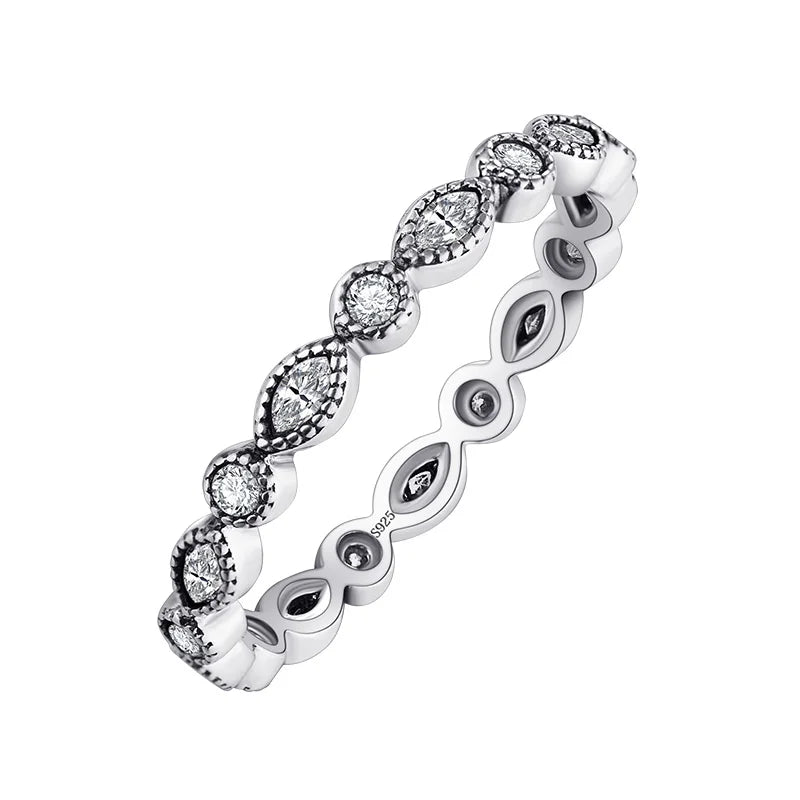Modian Silver Gold Rose Shining Rings for Women Fashion 100% 925 Sterling Silver Stackable Finger Ring Wedding Statement Jewelry