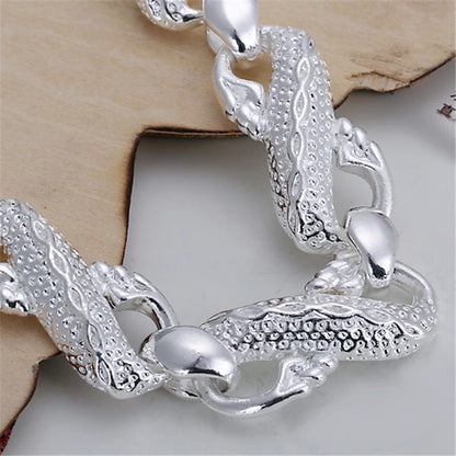 925 Sterling Silver Dragon Cuff Bracelet For Man Women Charm Wedding Engagement Party Fashion Jewelry