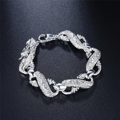 925 Sterling Silver Dragon Cuff Bracelet For Man Women Charm Wedding Engagement Party Fashion Jewelry