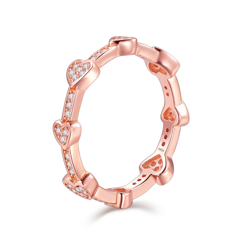 Modian Silver Gold Rose Shining Rings for Women Fashion 100% 925 Sterling Silver Stackable Finger Ring Wedding Statement Jewelry