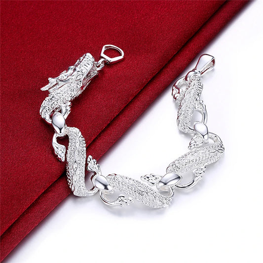 925 Sterling Silver Dragon Cuff Bracelet For Man Women Charm Wedding Engagement Party Fashion Jewelry