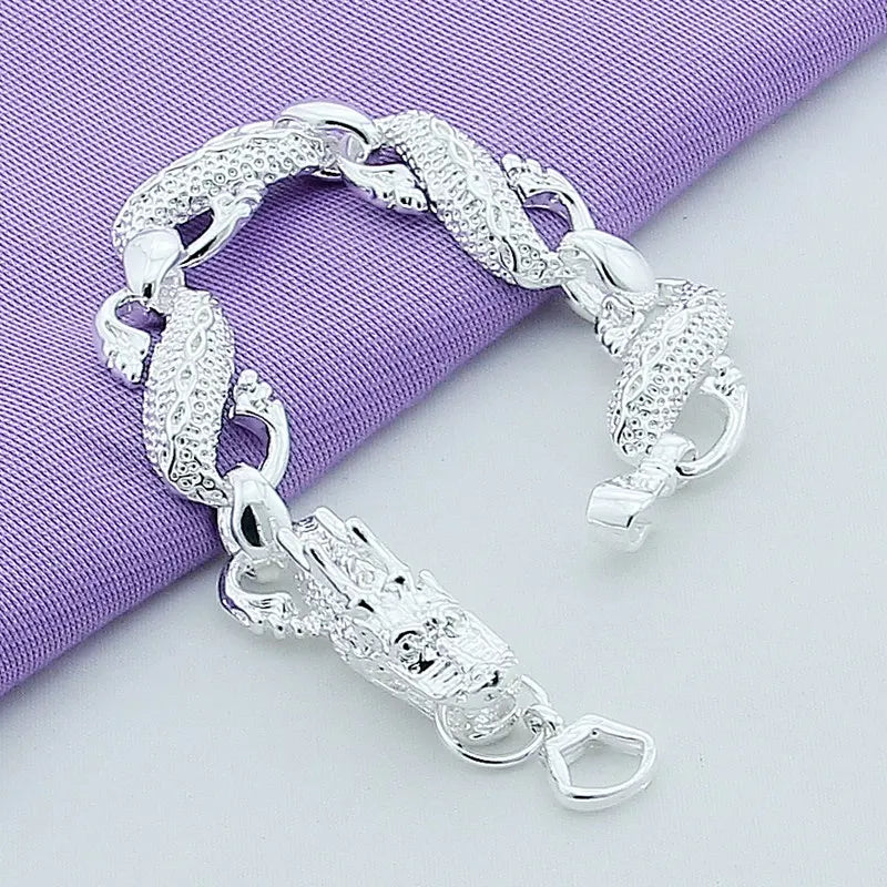 925 Sterling Silver Dragon Cuff Bracelet For Man Women Charm Wedding Engagement Party Fashion Jewelry
