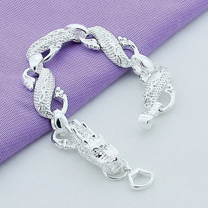 925 Sterling Silver Dragon Cuff Bracelet For Man Women Charm Wedding Engagement Party Fashion Jewelry