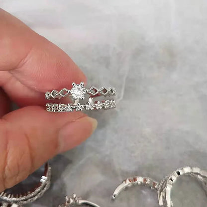925 Sterling Silver Flower Lace Ring Korean Fashion Opening Inlaid CZ Adjustable Rings Valentine's Day Gift
