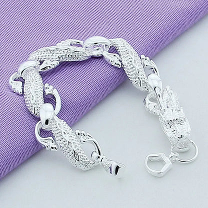 925 Sterling Silver Dragon Cuff Bracelet For Man Women Charm Wedding Engagement Party Fashion Jewelry