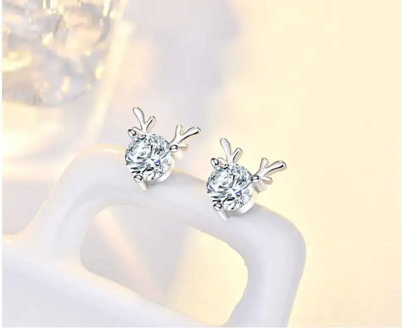 925 Sterling Silver Female Luxury Crystal Round Stud Earrings Vintage Wedding Jewelry White Zircon Stone Earrings For Women