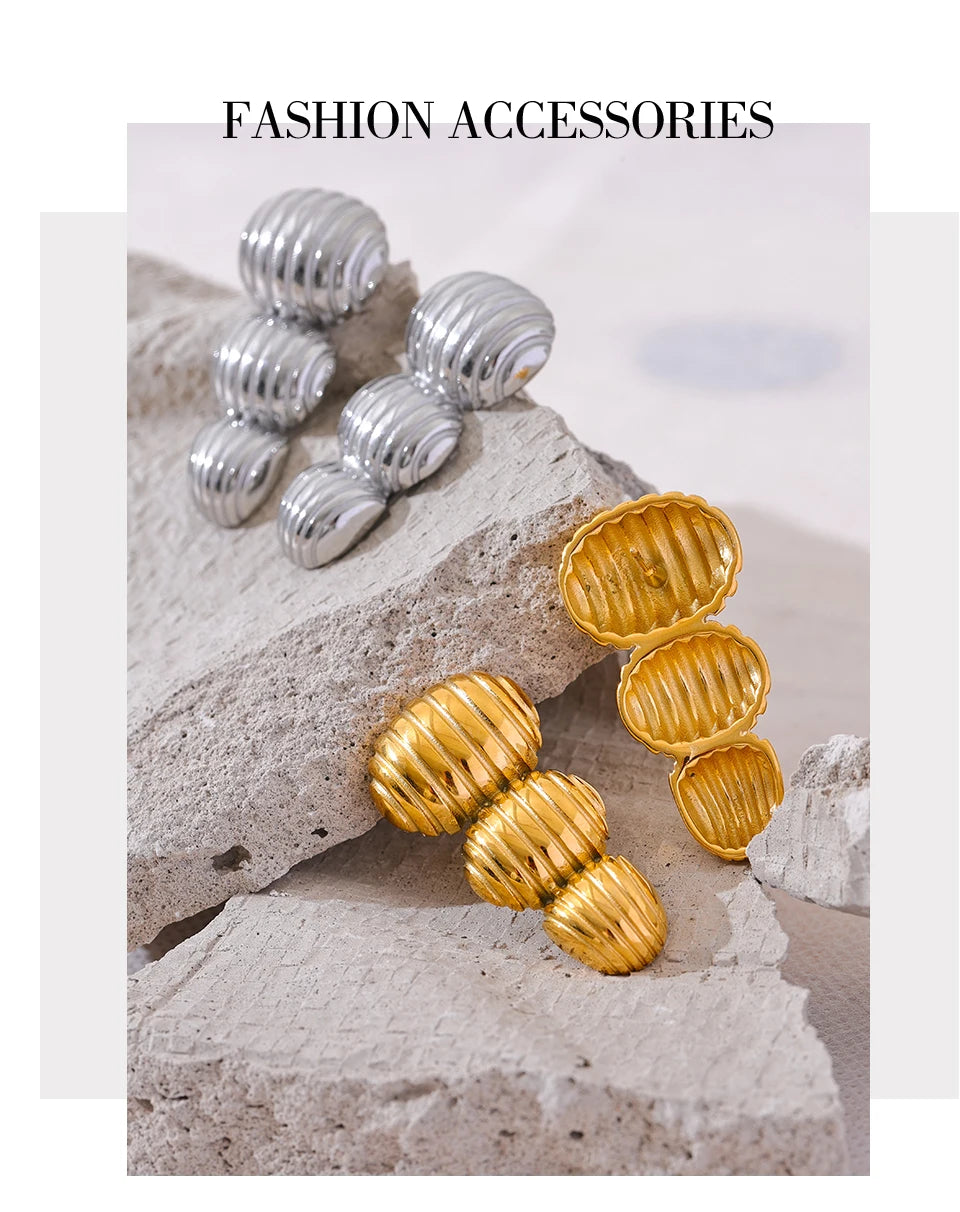 Elysium Big Promotion Stainless Steel Metal Geometric Statement Big Stud Earrings 18K PVD Plated Fashion Jewelry Wholesale